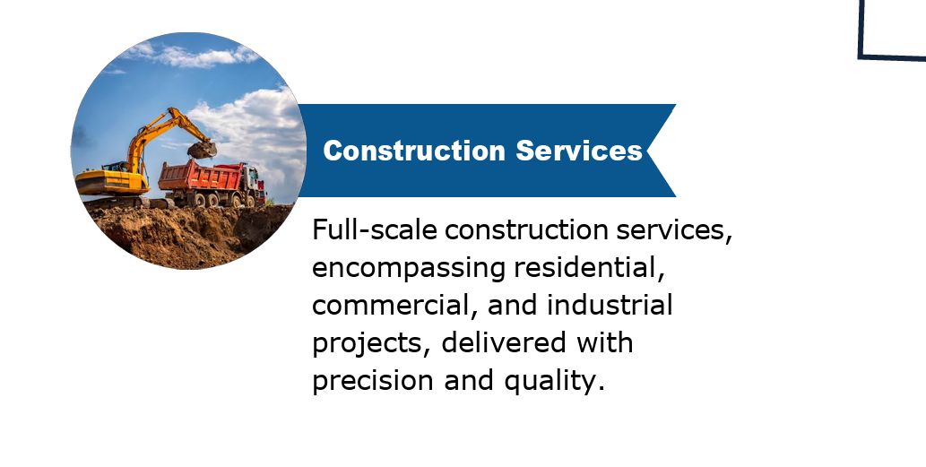 Excavator and truck representing VJM Construction services